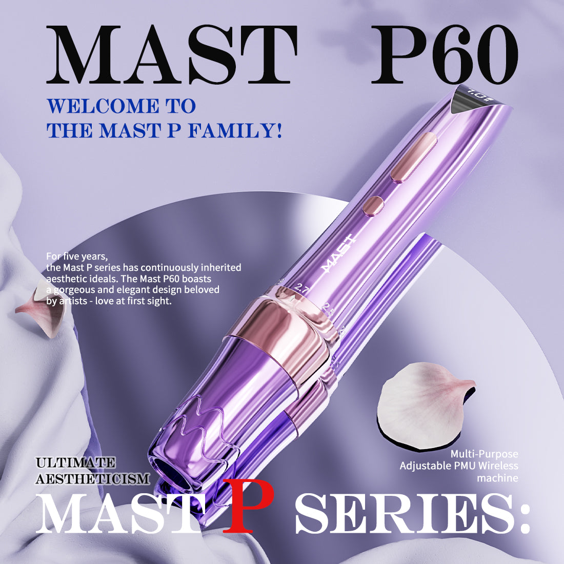 Mast P60 Wireless Tattoo Pen Machine met 2,2 mm-3,2 mm verstelbare slaglengte