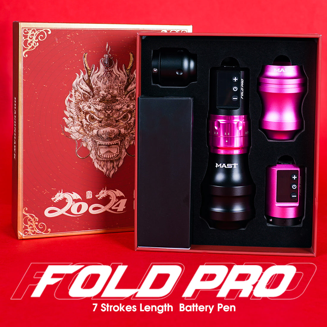 El año del bolígrafo Pro Machine Dragonhawk Fold Pro con dos baterías