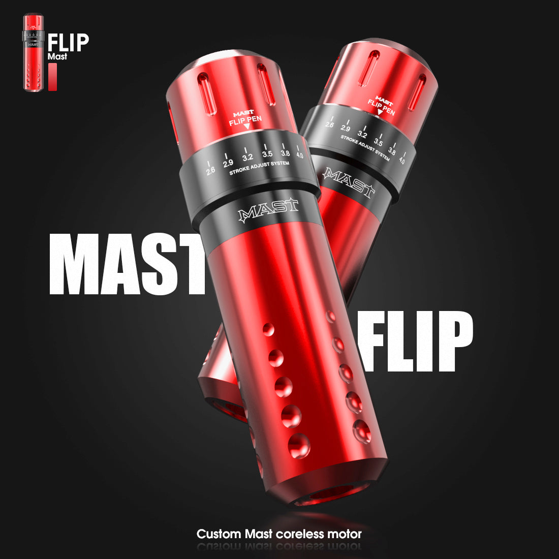 Mast Flip Rotary Tattoo Pen Machine 2.6-4.0mm seks slaglængde