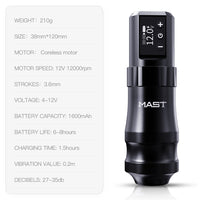 Mast Mini Wireless Pro Tattoo Bachmaschine Schnelle Ladezugesetzung Batterieversorgung