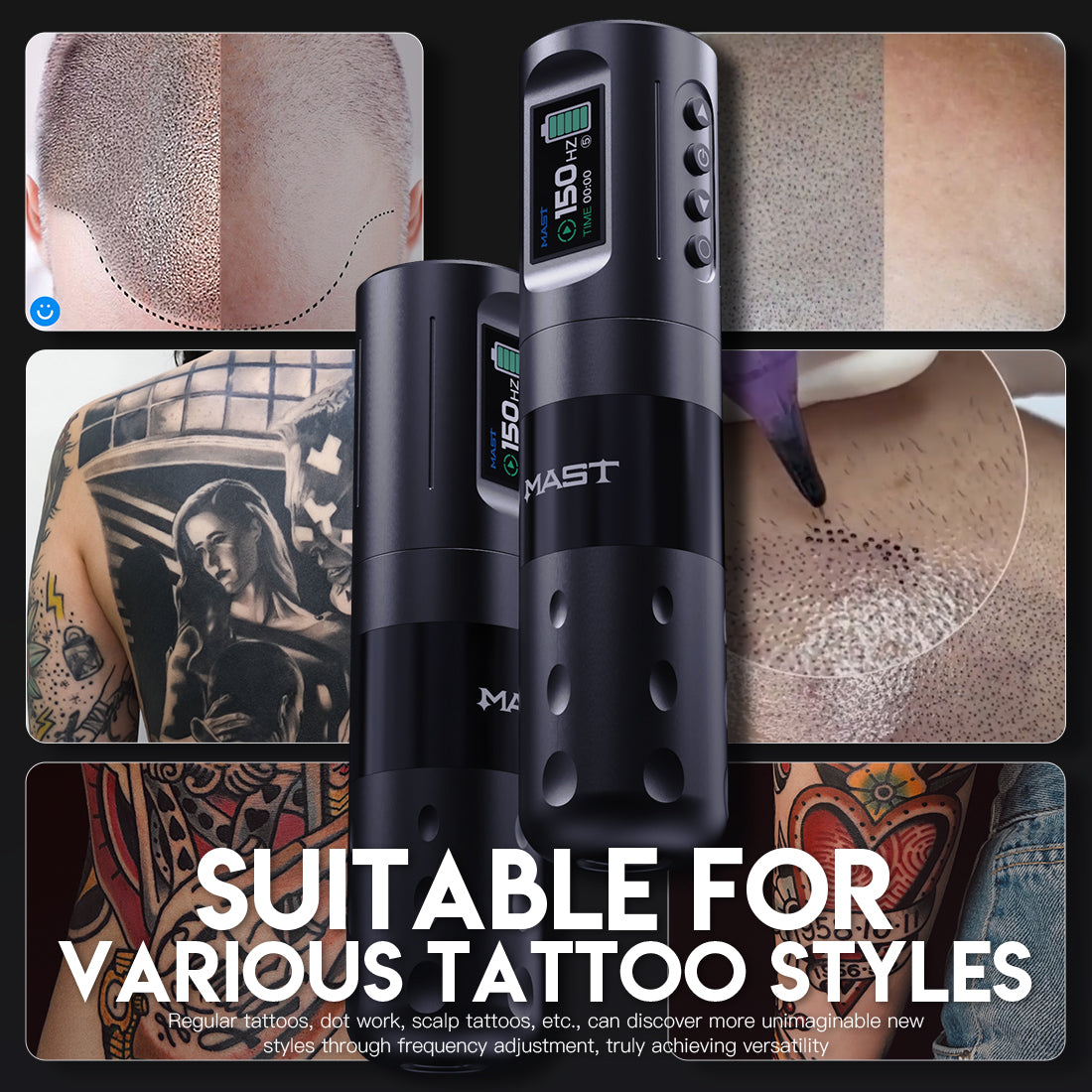 Mast drahtlose Tattoo Pen -Maschine Frequenz einstellbar