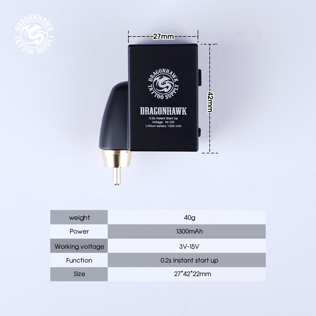 Fuente de alimentación de batería de tatuaje inalámbrico Dragonhawk B1 RCA y DC Connect