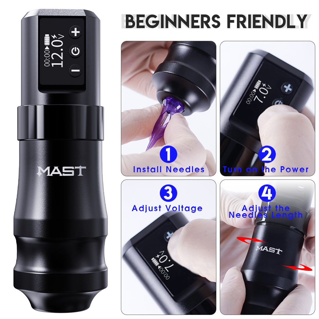 Mast Mini Wireless Pro Tattoo Pen Machine Бързо зареждане на батерията