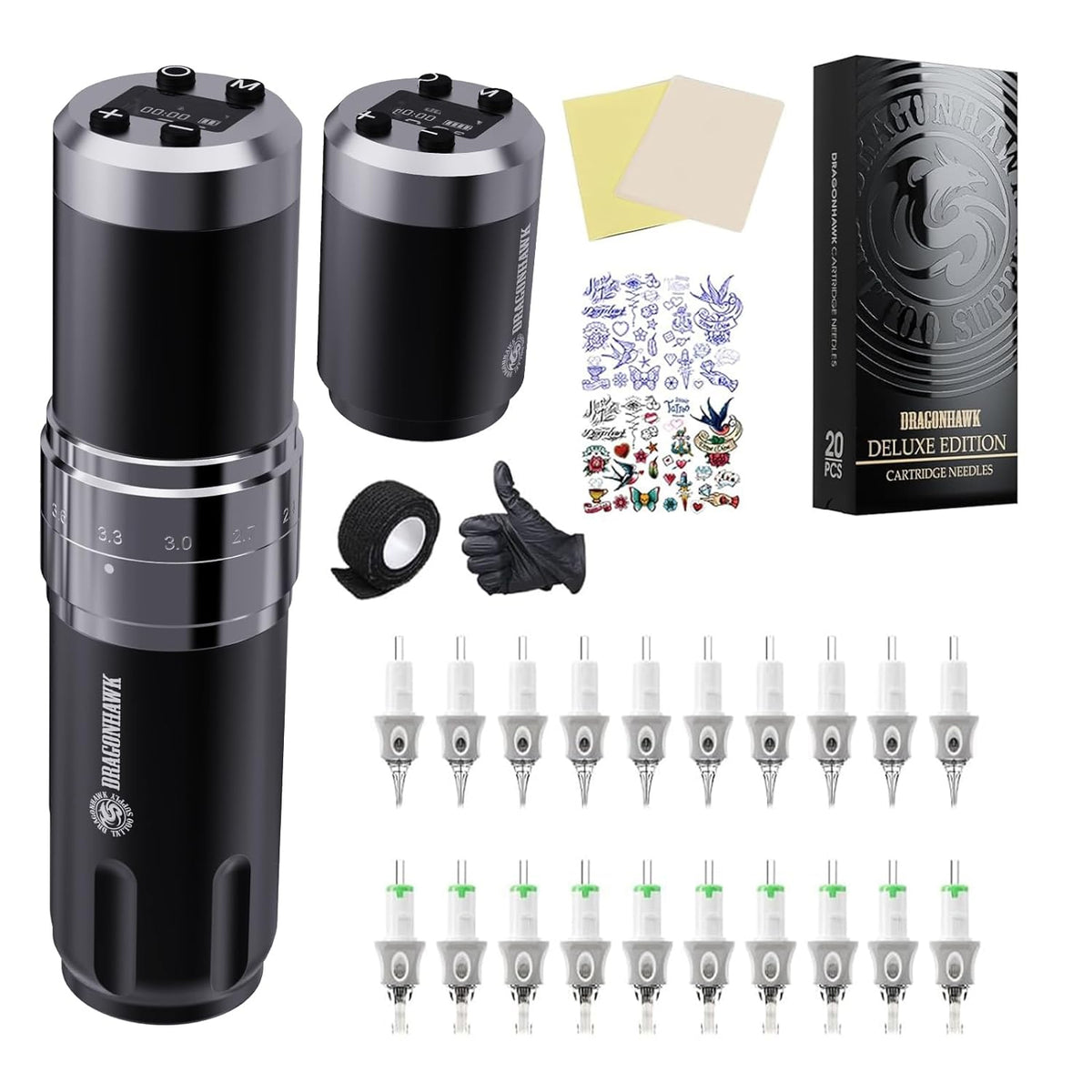 Dragonhawk Fold 3 Wireless Tattoo Pen Machine Kit