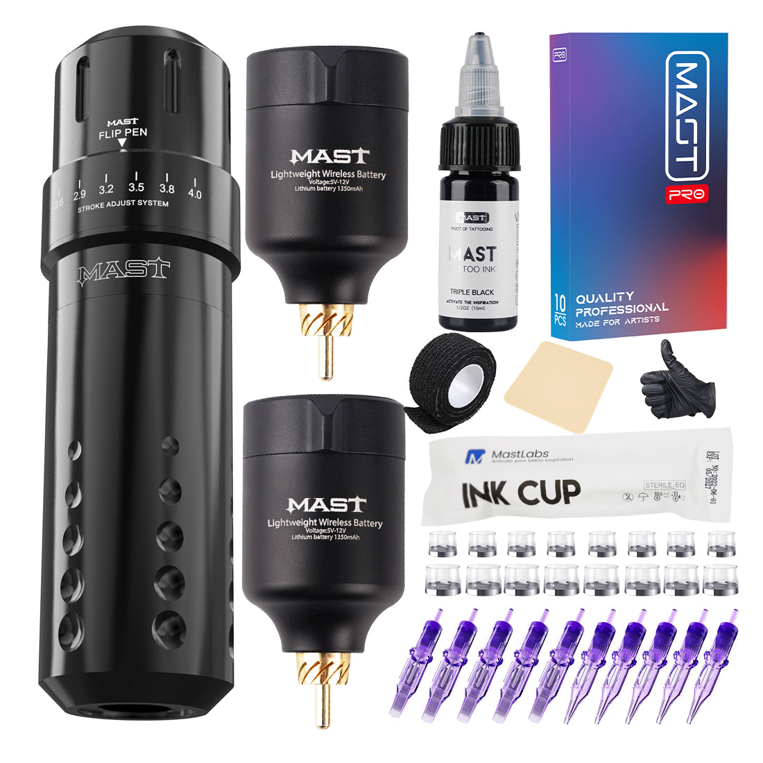 Mast Flip Rotary Tattoo Pen Machine Wireless Battery Kit