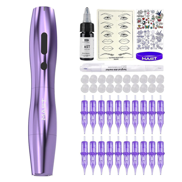 Mast P20 Wireless Tattoo Pen Maschinengewehr -Kit Tattoo Kit mit schwarzer Tinte