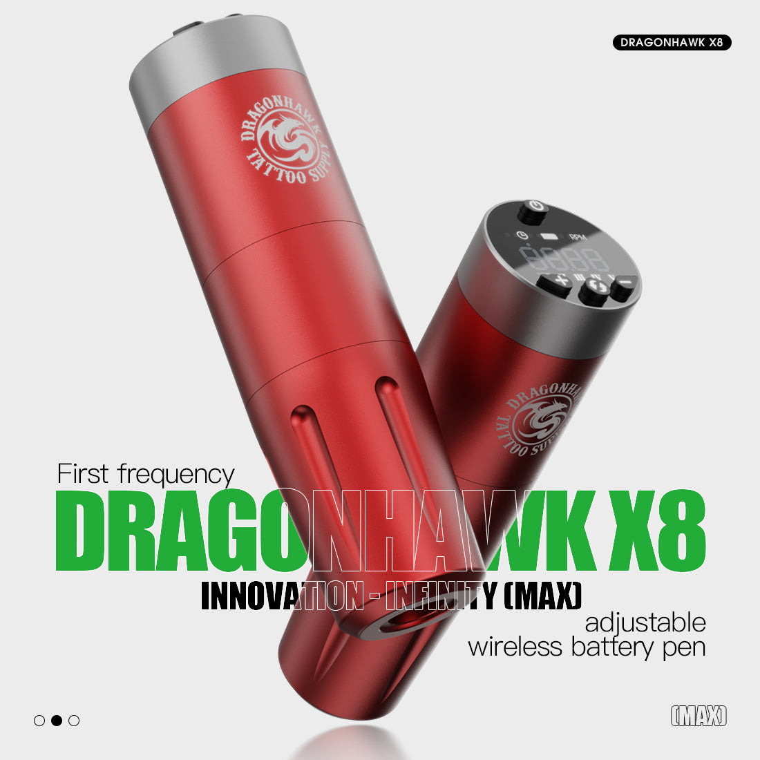 Dragonhawk X8 Frekans Ayarlanabilir Kablosuz Dövme Kalem Makinesi