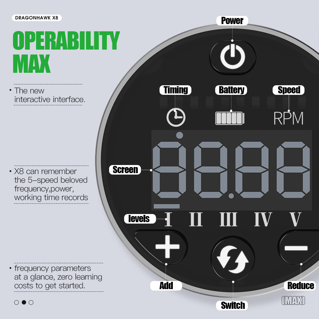 Dragonhawk x8 tatuaggio kit wireless velocità regolare frequenza regolabile