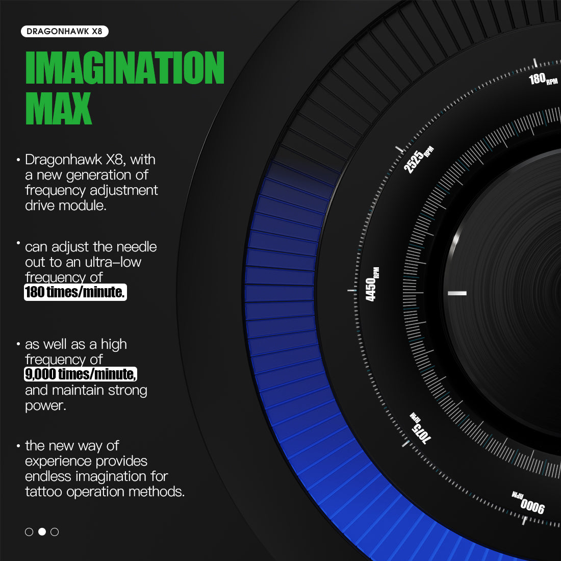 Dragonhawk X8 Tattoo Wireless Kit Drehzahl einstellen Frequenz einstellbar
