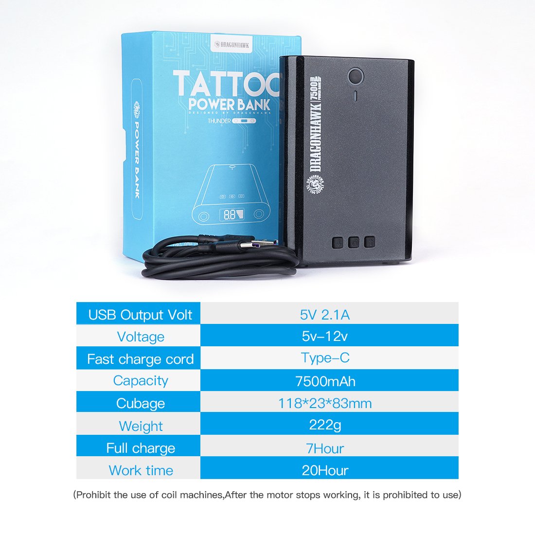 Dragonhawk Portable Charger Tattoo Power Supply - Dragonhawktattoos