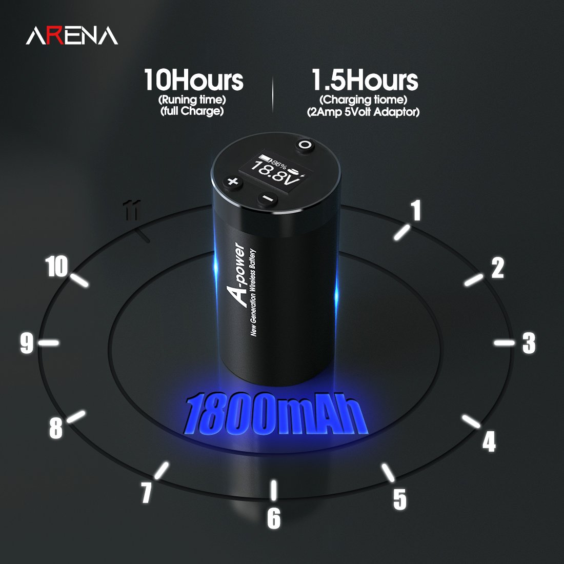 Arena A-power Wireless Rotary Tattoo Pen Machine Two Replaceable Batteries - Dragonhawktattoos