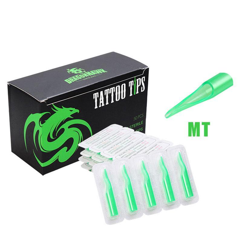 50Pcs Disposable Tattoo Tips Nozzle Tube Green Color M - Dragonhawktattoos