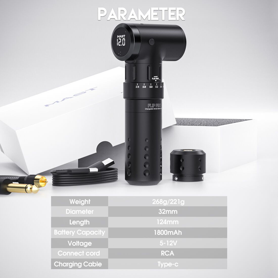 Wireless Tattoo Pen Machine with 2.6-4.0mm Strokes Changeable | Mast Flip Pro - Dragonhawktattoos