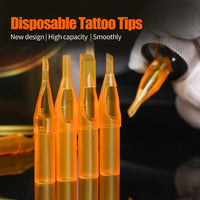 50Pcs Disposable Tattoo Tips Nozzle Tube Yellow Color RT - Dragonhawktattoos