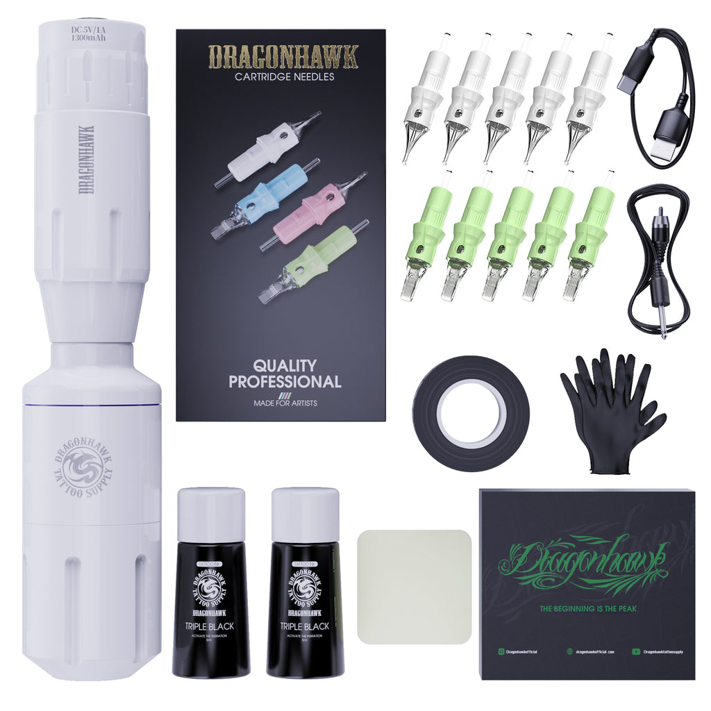 Kit per tatuaggi | Dragonhawk Mast P40 Macchina per Tatuaggi Wireless  Pacchetto Professionale