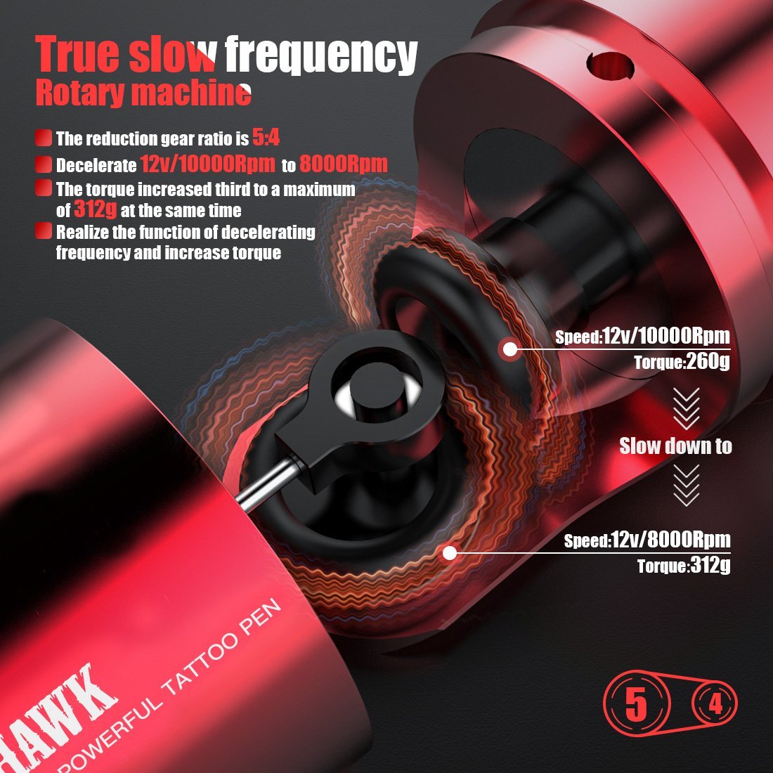 Dragonhawk Tank Slow Frequency Rotary Tattoo Pen Machine - Dragonhawktattoos