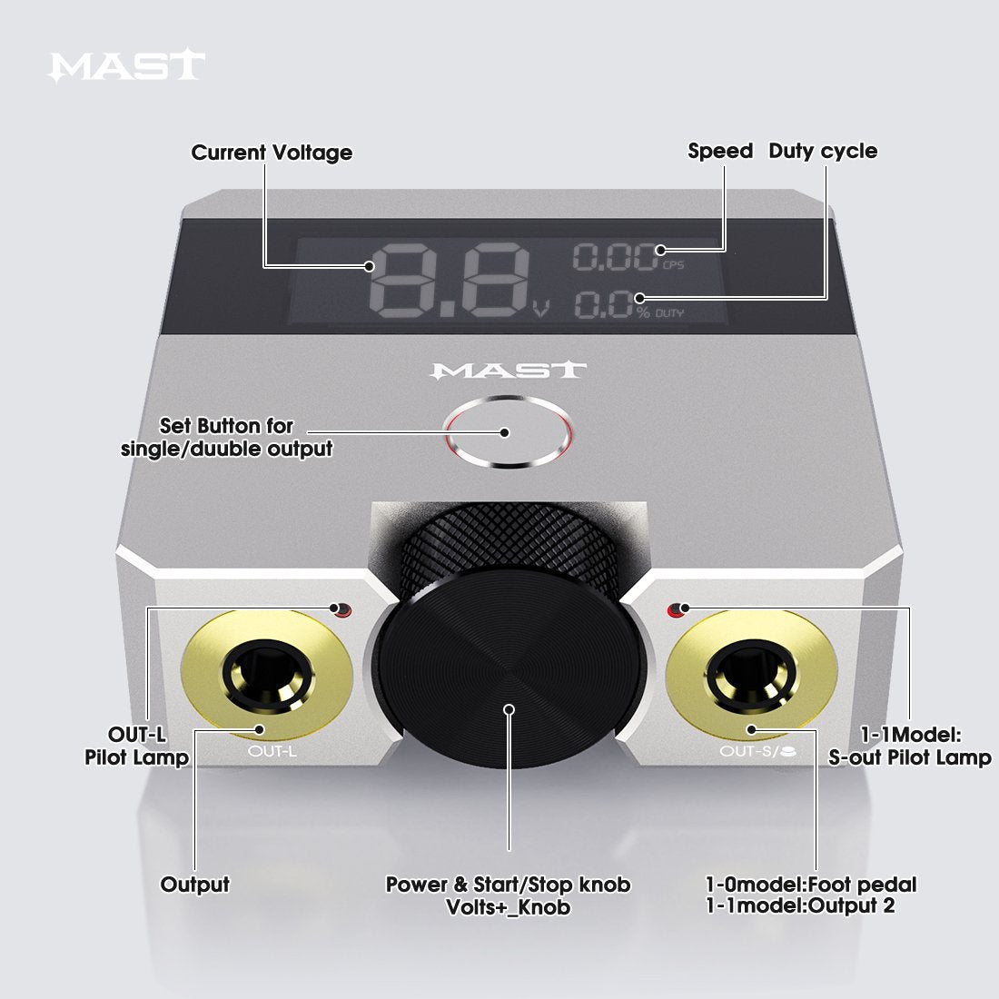 Mast Skate Dual Mode Tattoo Power Supply Start Up Function for Tattoo Artists - Dragonhawktattoos