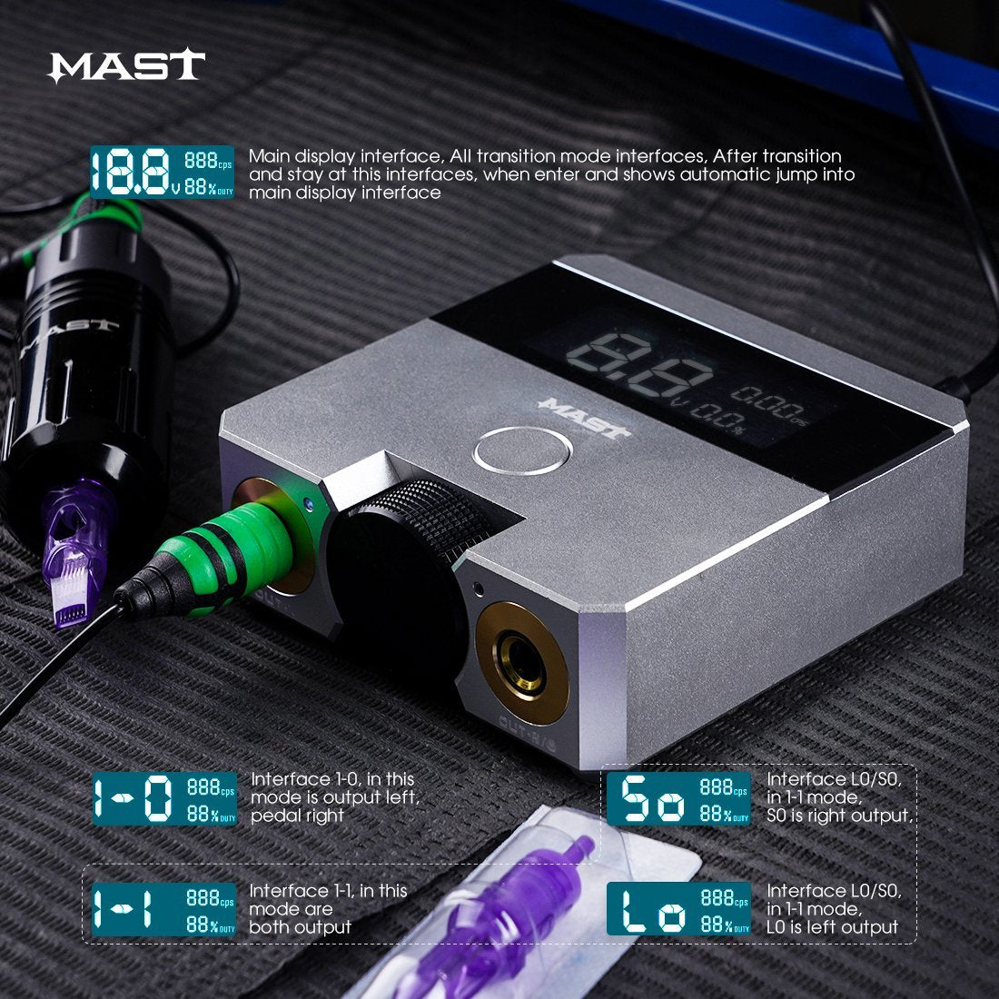 Mast Skate Dual Mode Tattoo Power Supply Start Up Function for Tattoo Artists - Dragonhawktattoos