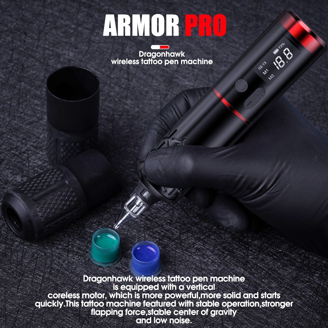 Dragonhawk Armor Pro Wireless Tattoo Pen Machine - Dragonhawktattoos