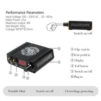 LCD Portable Mini Tattoo Power Supply - Dragonhawktattoos