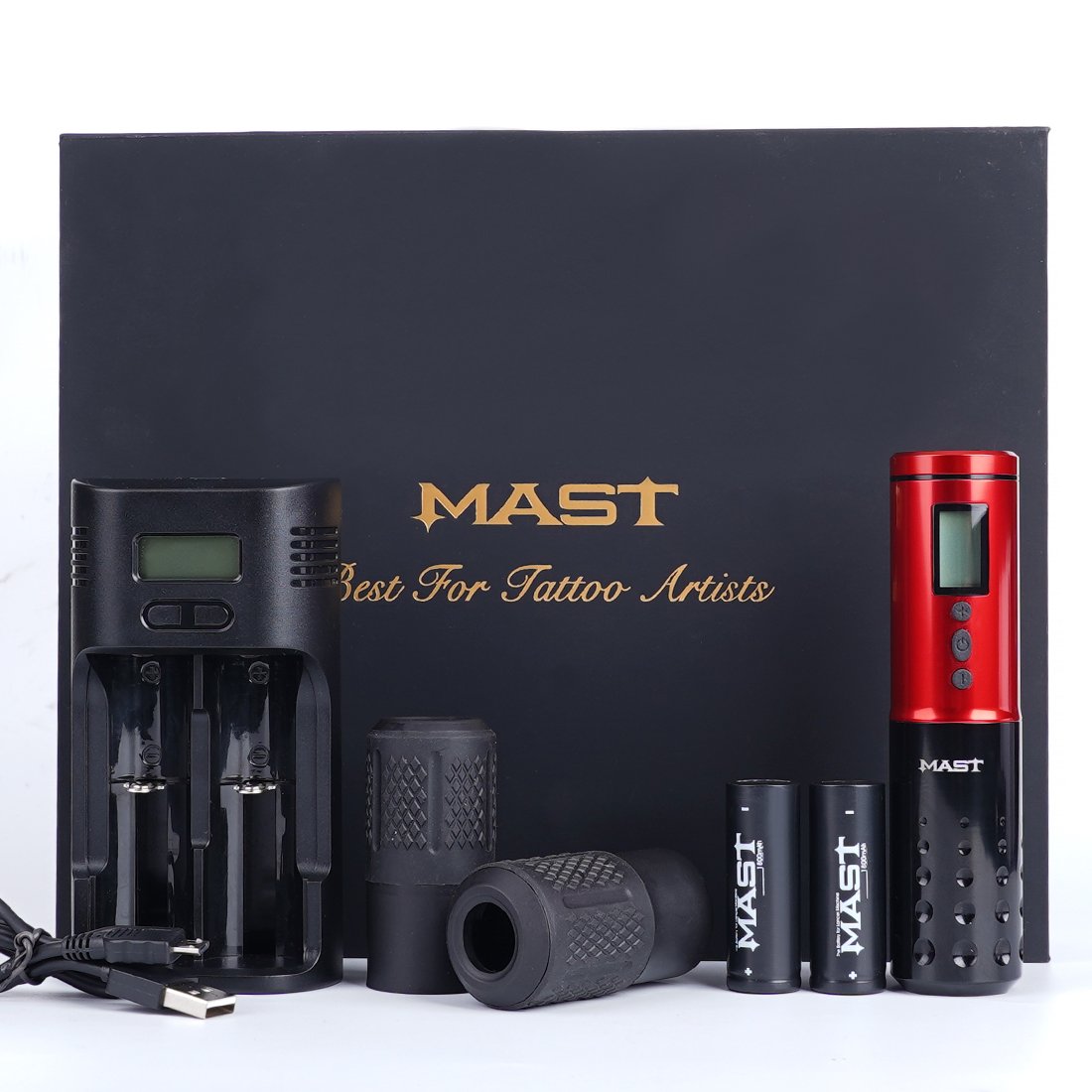 Mast Lancer Wireless Tattoo Machine Kit 50Pcs Cartridges - Dragonhawktattoos